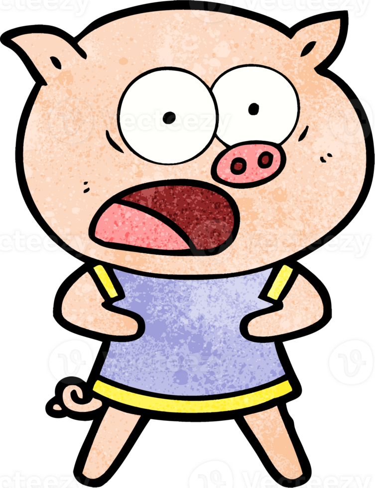 cartoon pig shouting drawing png