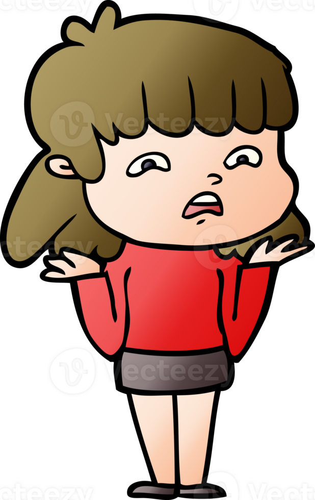 cartoon worried woman drawing png