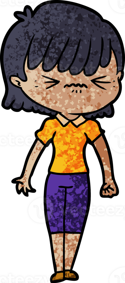 annoyed cartoon girl drawing png
