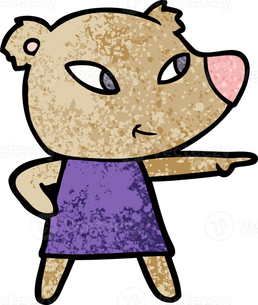 cute cartoon bear in dress drawing png