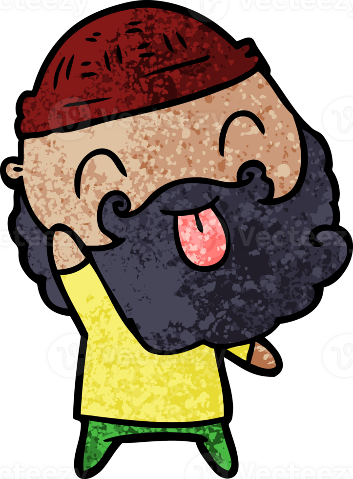 man with beard sticking out tongue drawing png