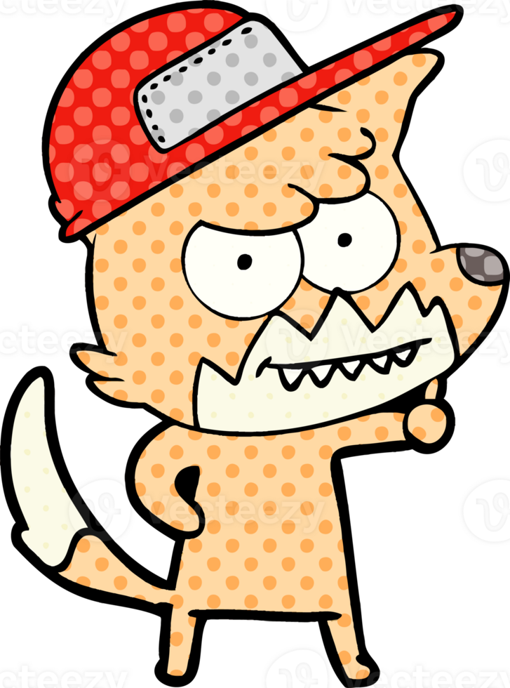 cartoon grinning fox drawing png