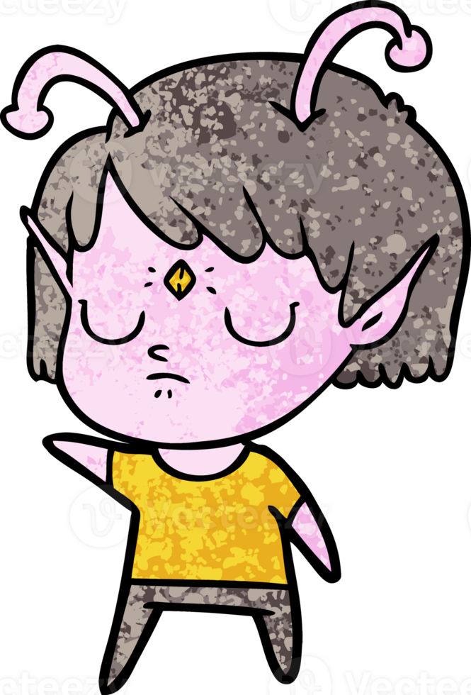 cartoon alien girl drawing png