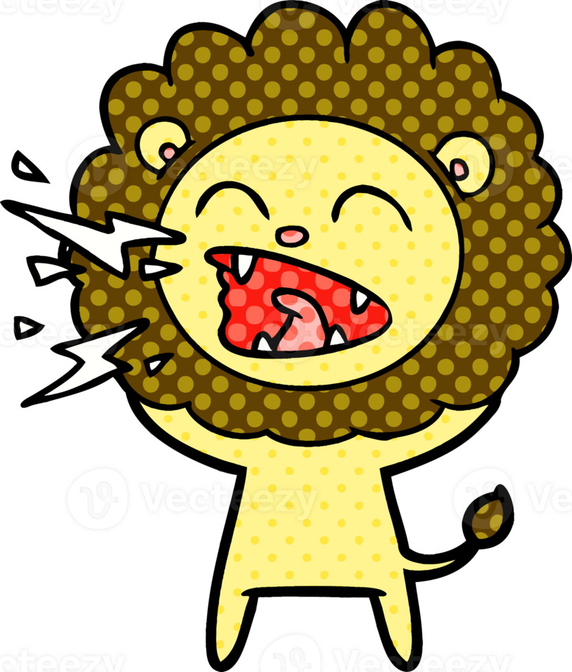 cartoon roaring lion drawing png