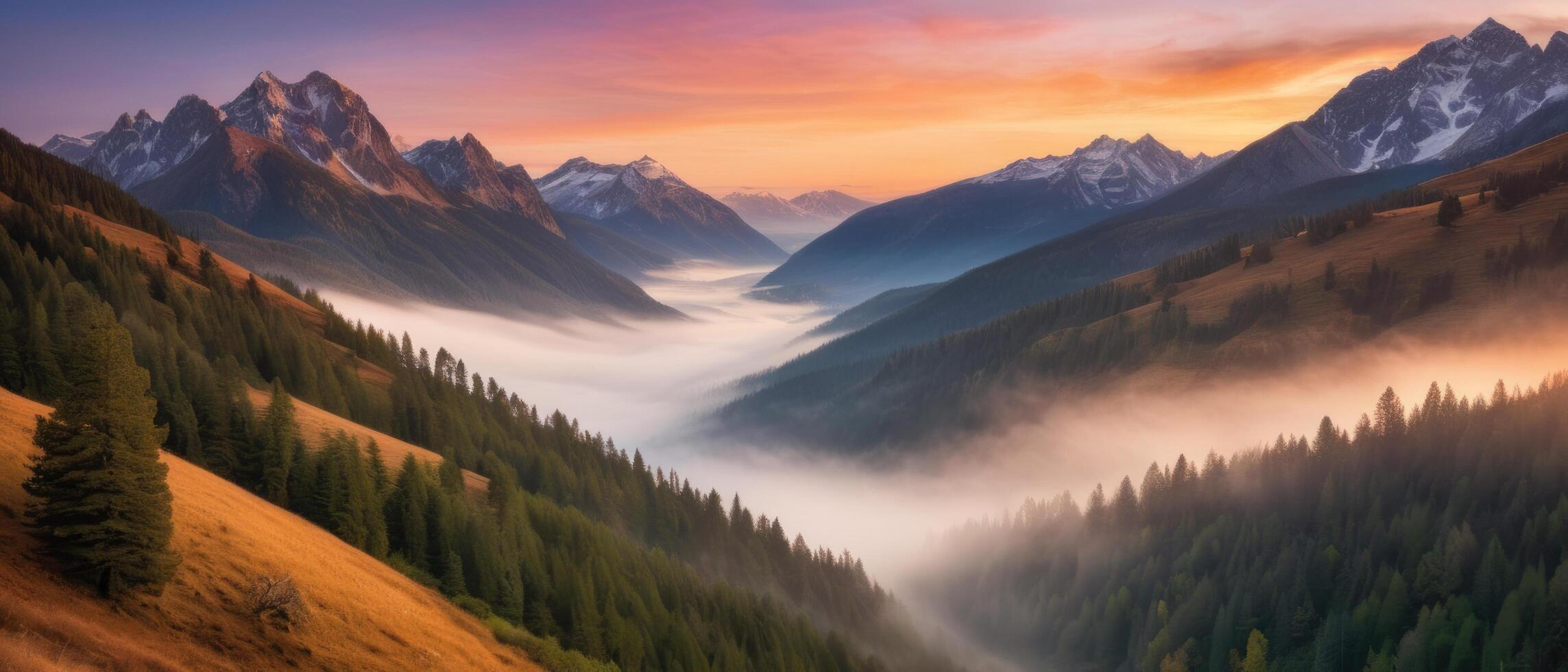 mountain lanscape. golden hour view of mountain photo