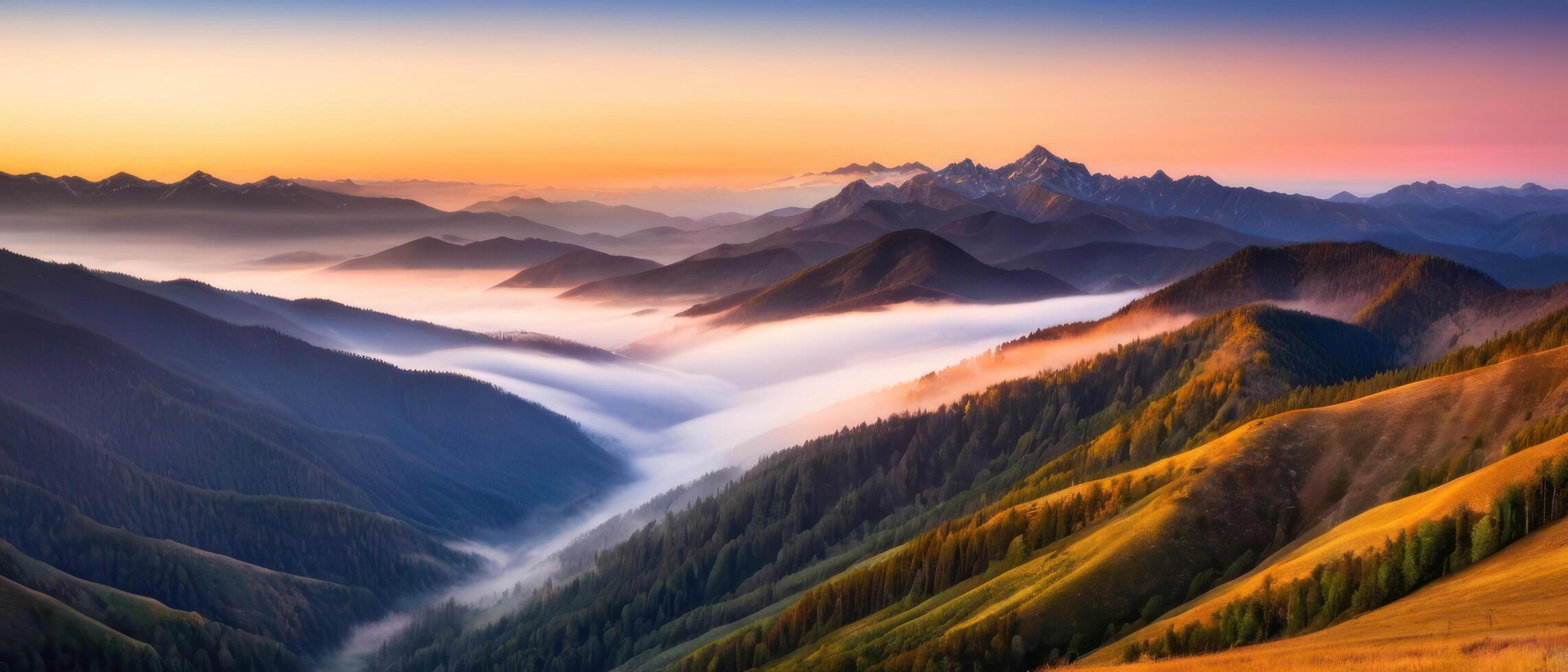 mountain lanscape. golden hour view of mountain photo