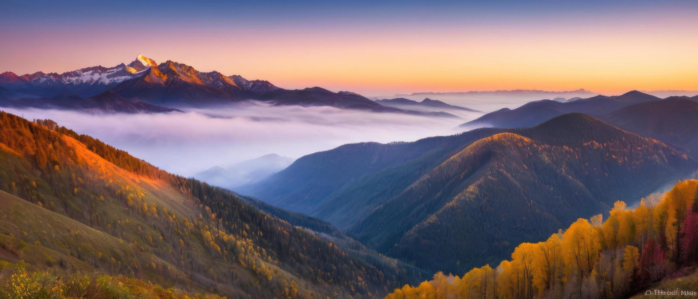 mountain lanscape. golden hour view of mountain photo