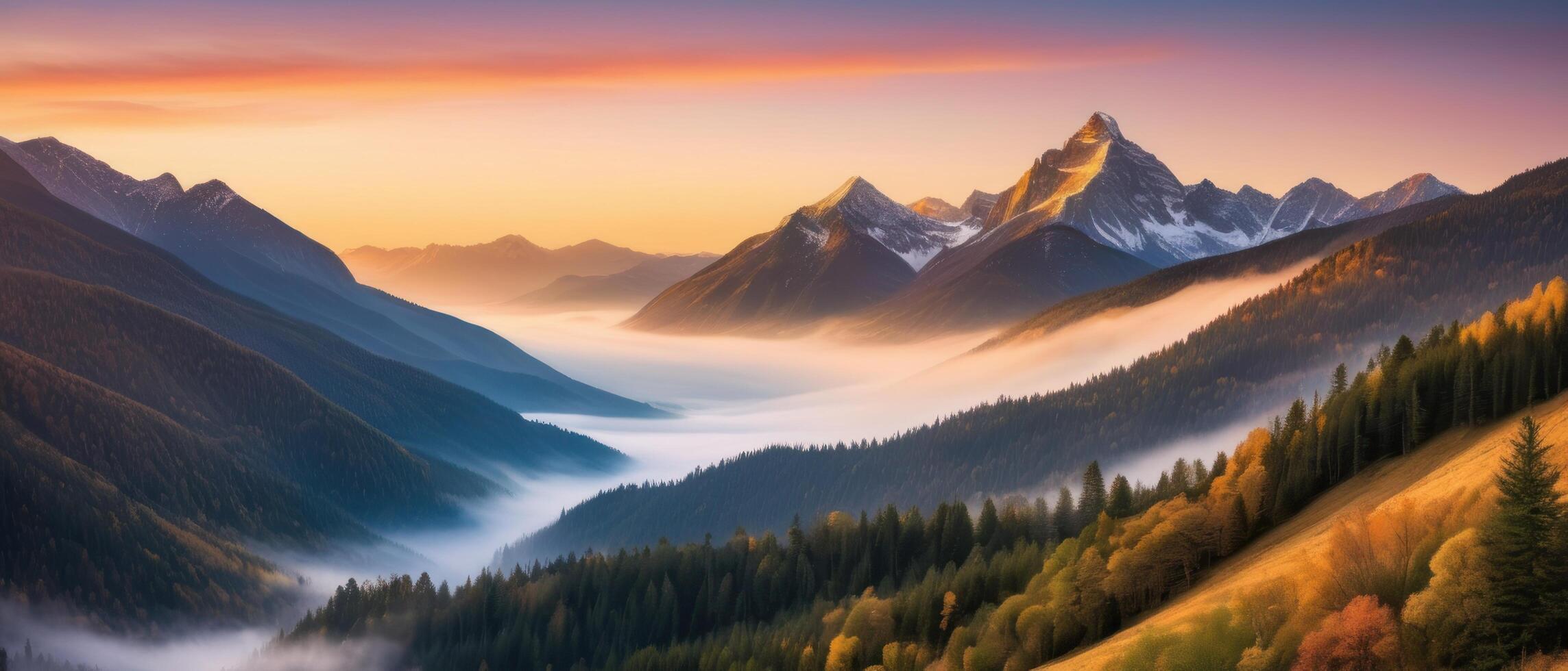 mountain lanscape. golden hour view of mountain photo