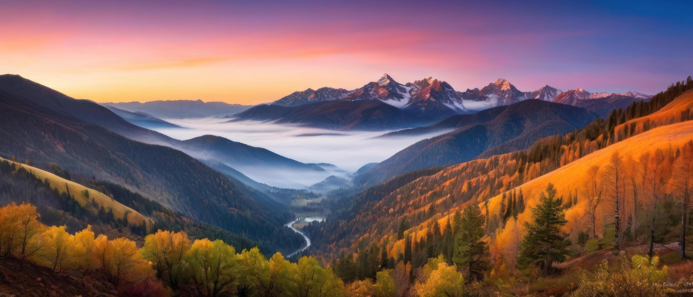 mountain lanscape. golden hour view of mountain photo