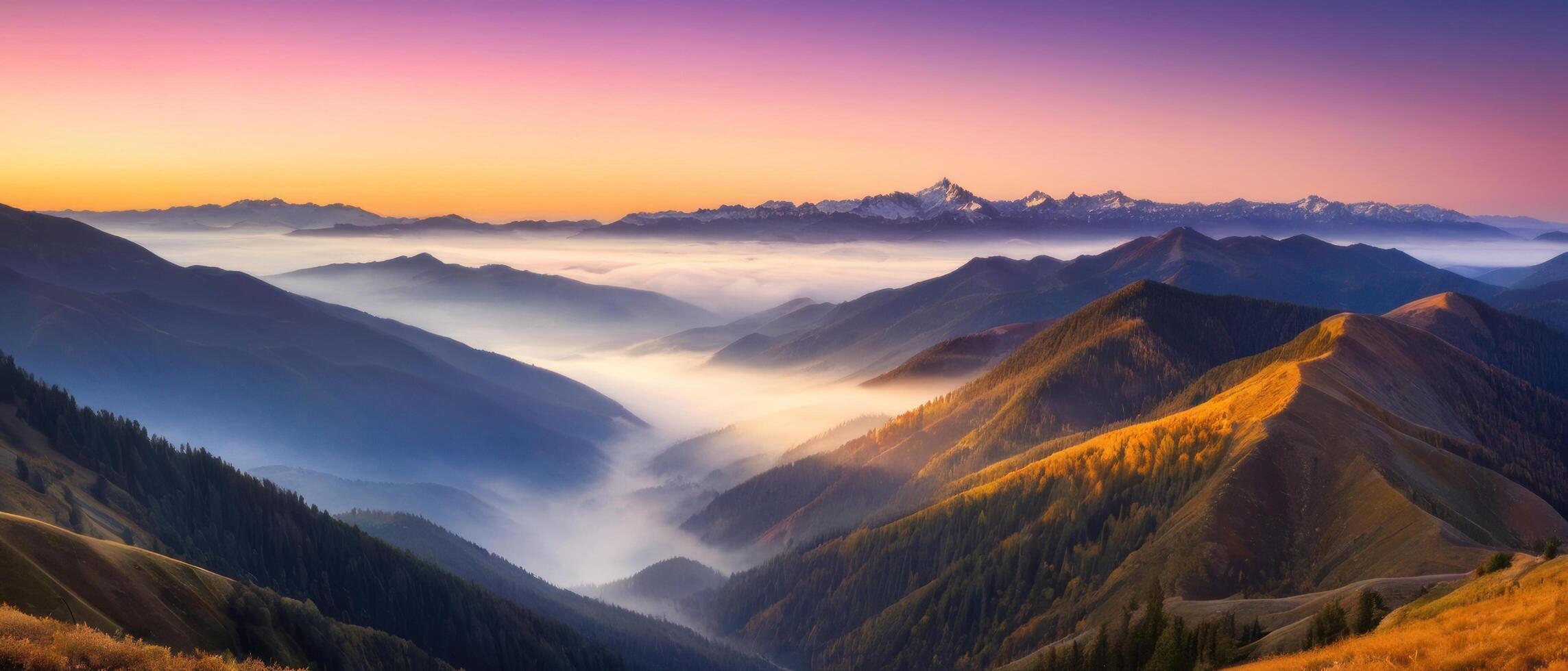 mountain lanscape. golden hour view of mountain photo