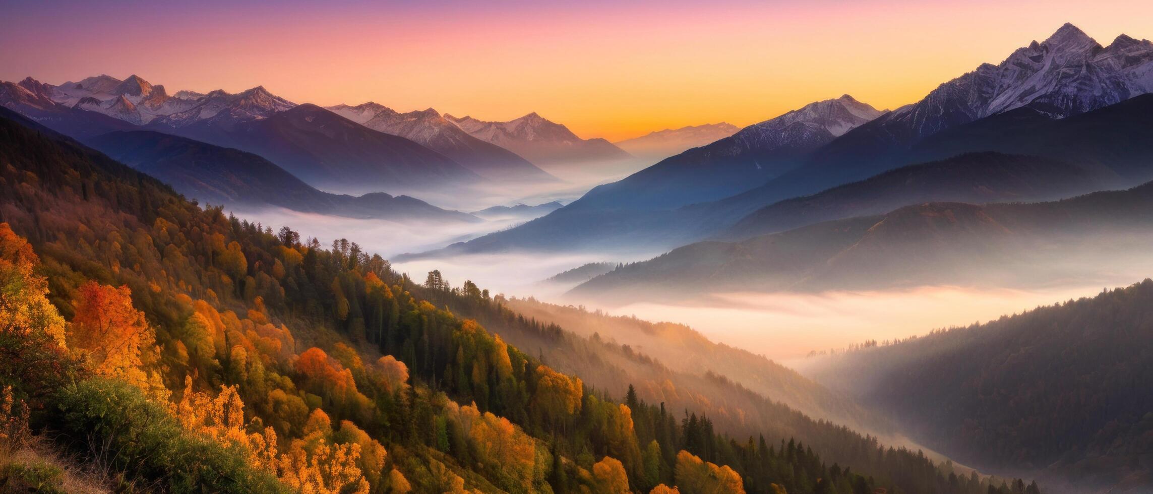 mountain lanscape. golden hour view of mountain photo