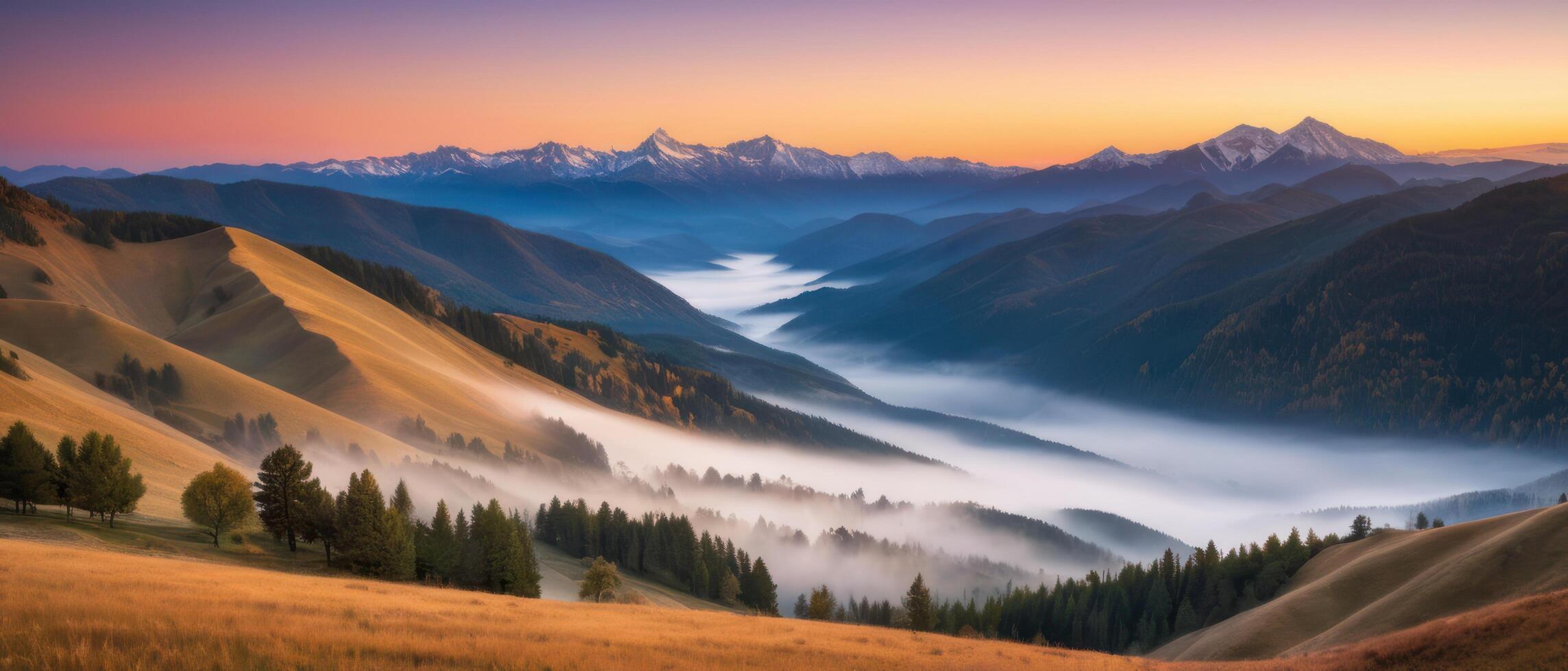 mountain lanscape. golden hour view of mountain photo