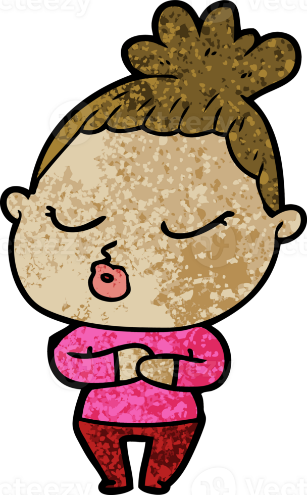cartoon calm woman drawing png