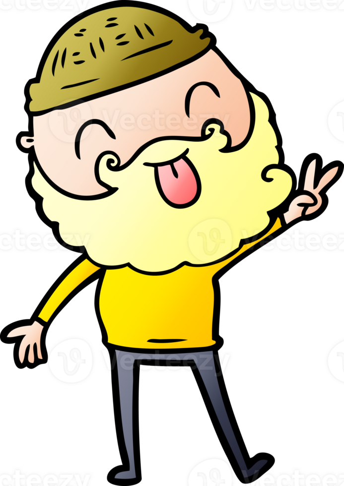 man with beard giving peace sign drawing png