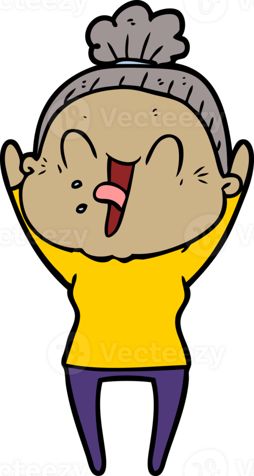 cartoon happy old woman drawing png