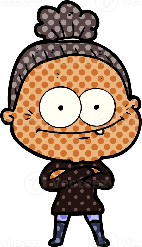 cartoon happy old woman drawing png