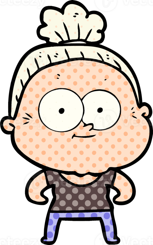 cartoon happy old woman drawing png