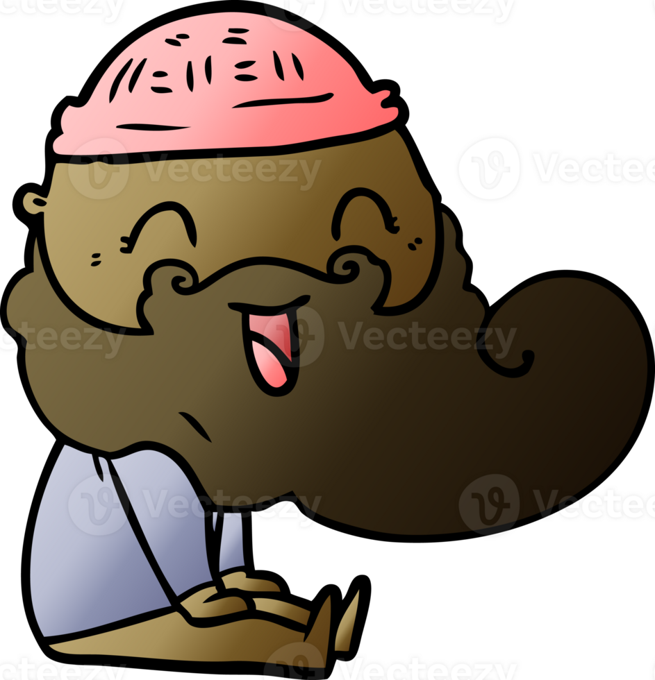 happy bearded man sat down laughing drawing png