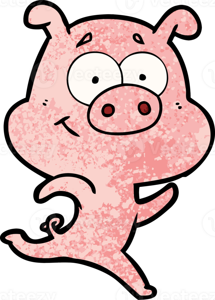 happy cartoon pig running drawing png