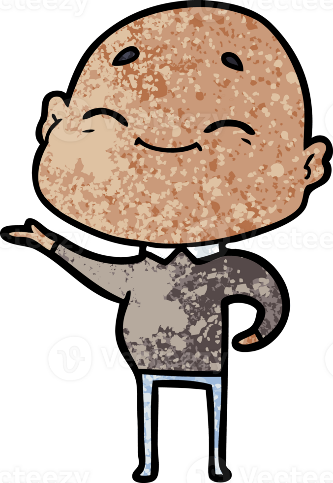 happy cartoon bald man drawing png
