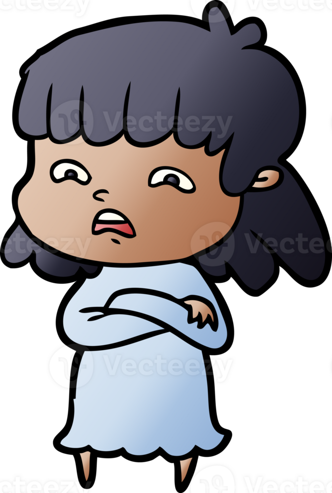 cartoon worried woman drawing png