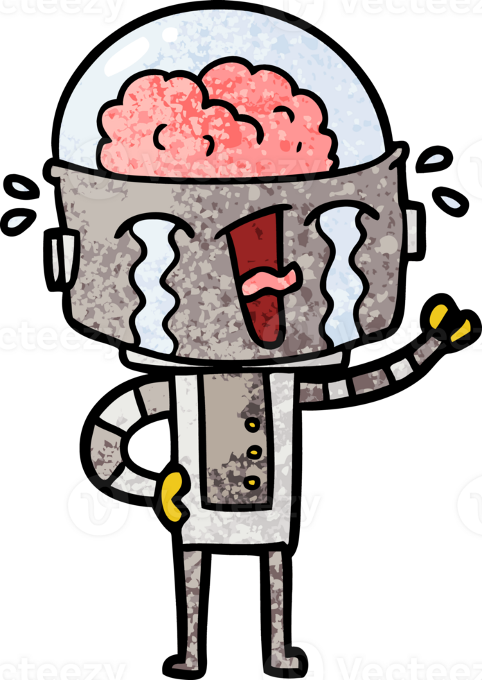 cartoon crying robot drawing png