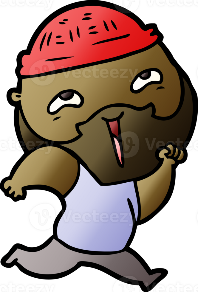 cartoon happy bearded man drawing png