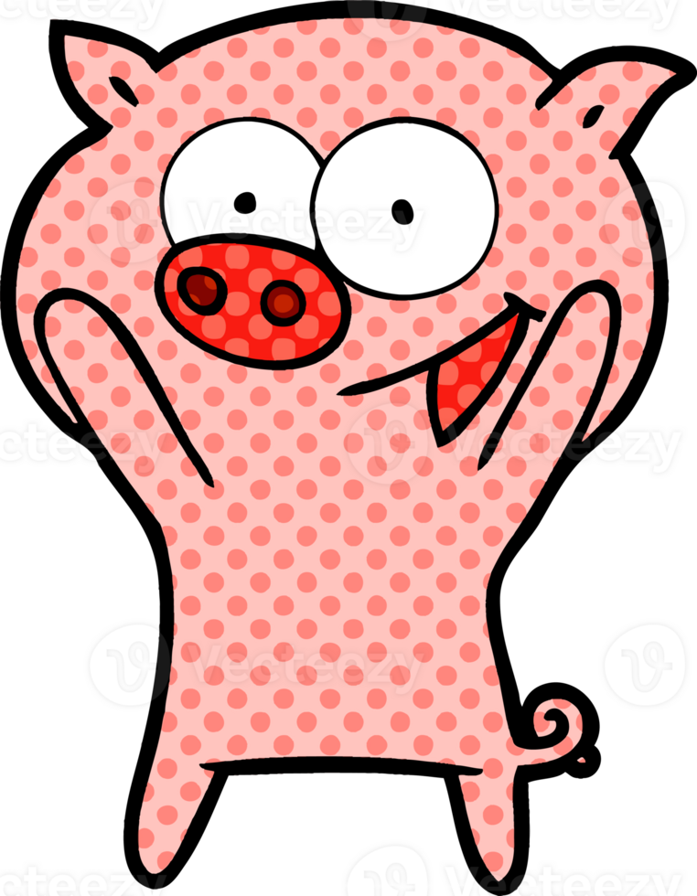 happy pig cartoon drawing png