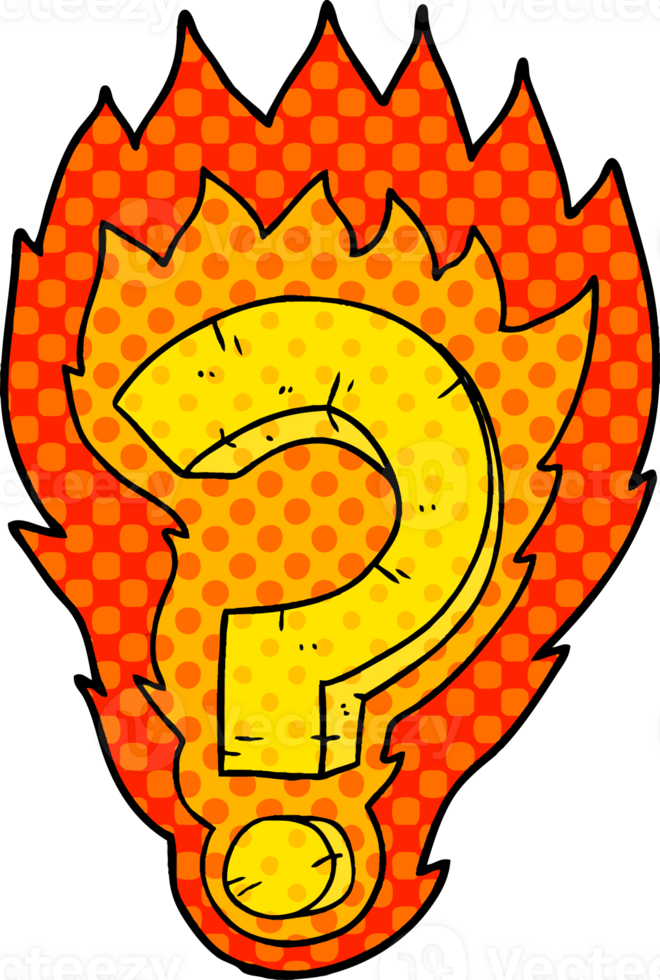 cartoon flaming question mark drawing png