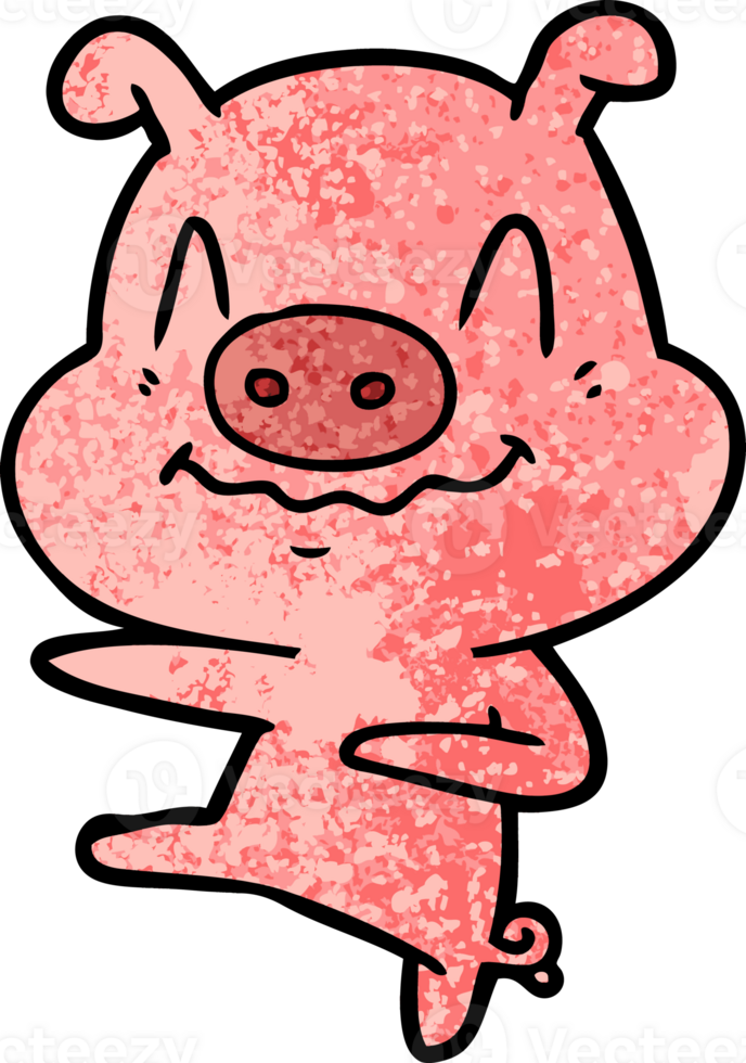 nervous cartoon pig dancing drawing png