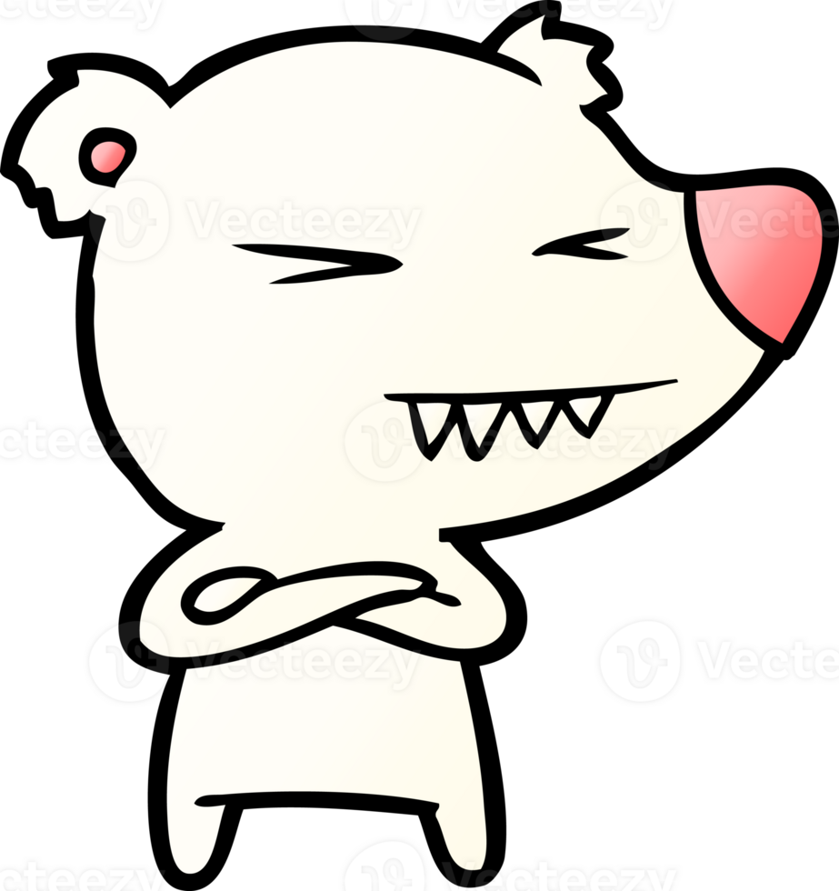 angry polar bear cartoon with folded arms drawing png