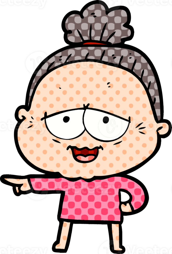 cartoon happy old lady drawing png