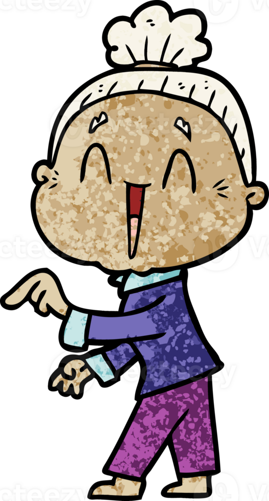 cartoon happy old lady drawing png