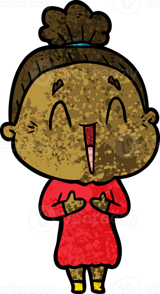 cartoon happy old lady drawing png