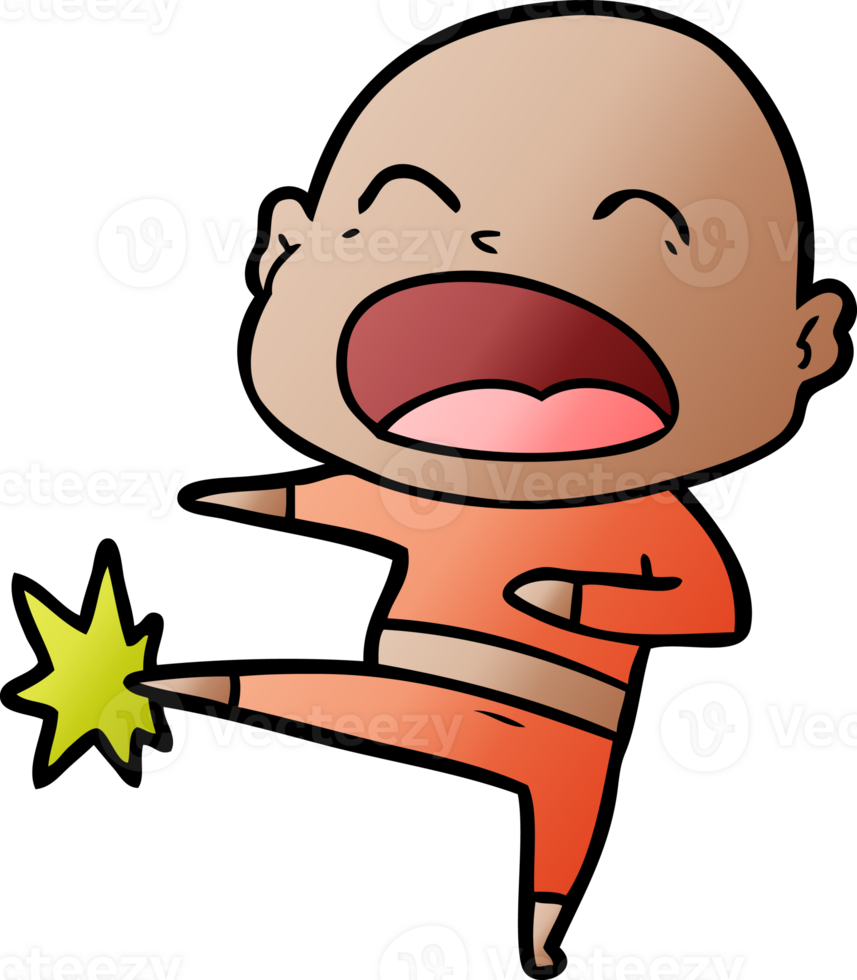 cartoon bald man kicking drawing png