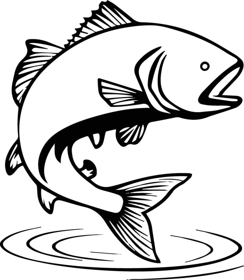 Black White Fish Art Silhouette Illustration vector