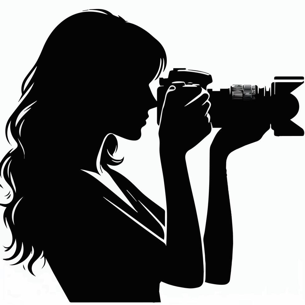 Female Photographer art Silhouette Drawing vector
