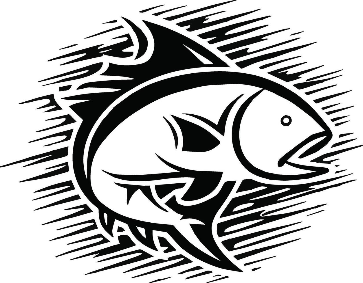Black White Fish Art Silhouette Illustration vector