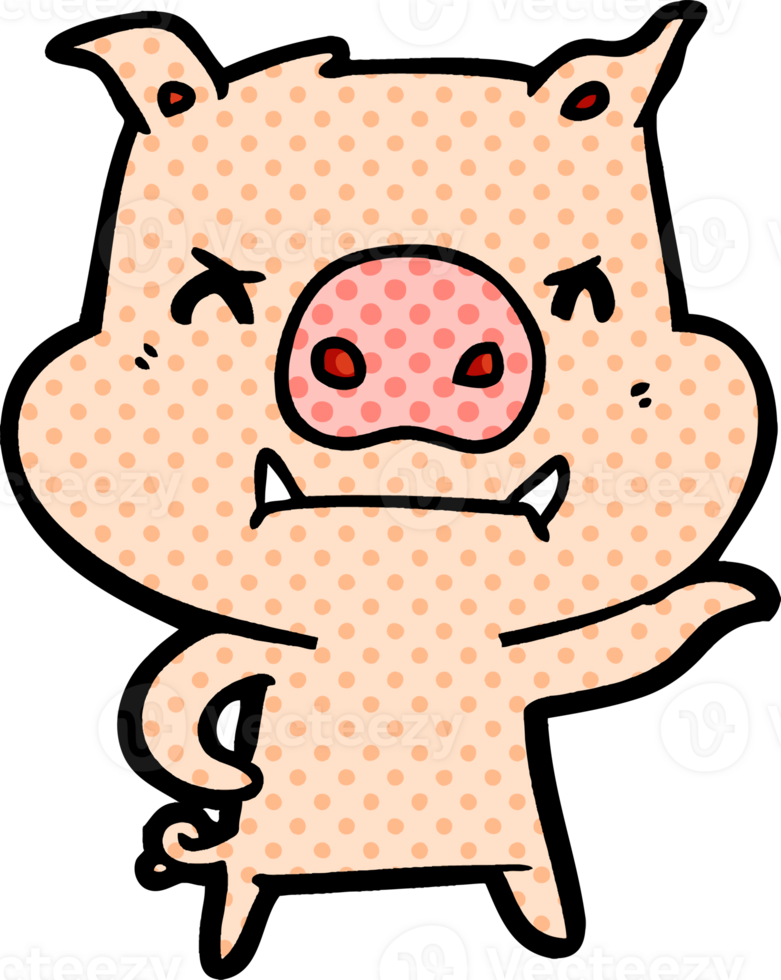 angry cartoon pig drawing png