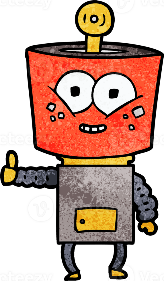 happy cartoon robot giving thumbs up drawing png