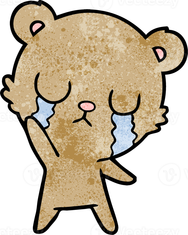 crying cartoon bear waving drawing png