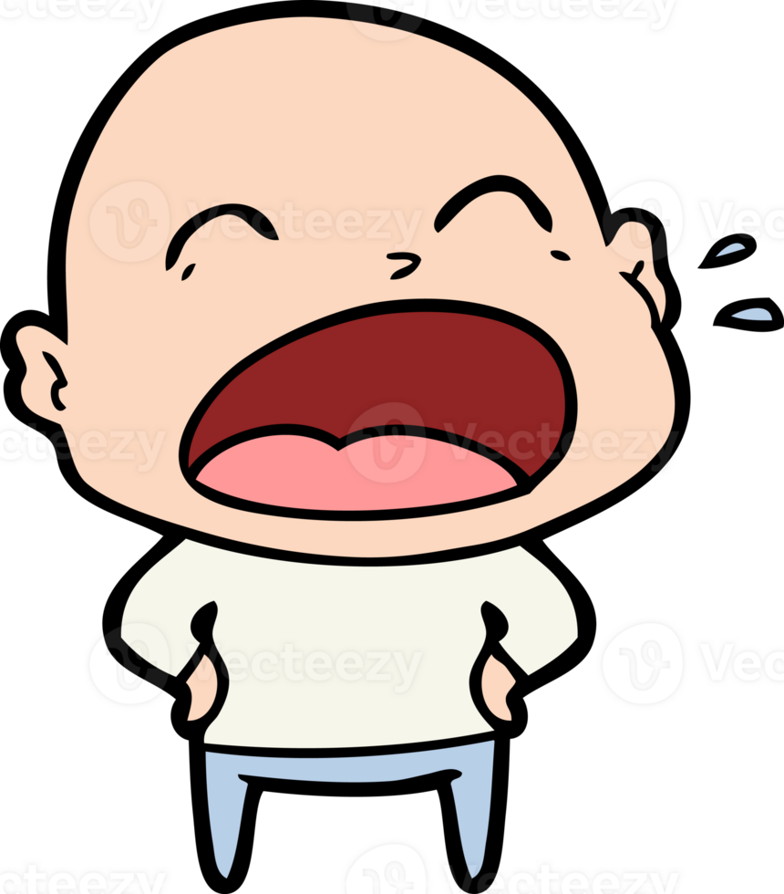 cartoon shouting bald man drawing png