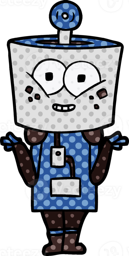happy cartoon robot shrugging shoulders drawing png