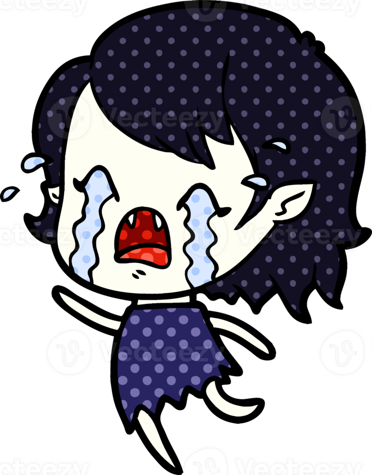 cartoon crying vampire girl drawing png