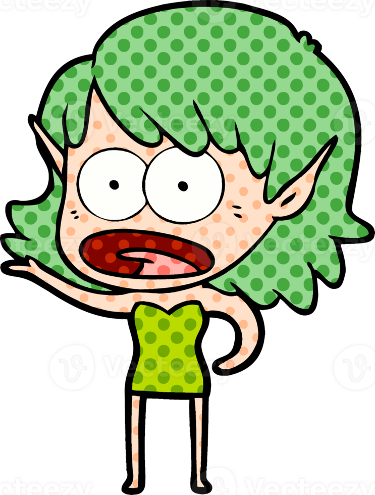 cartoon shocked elf girl drawing png