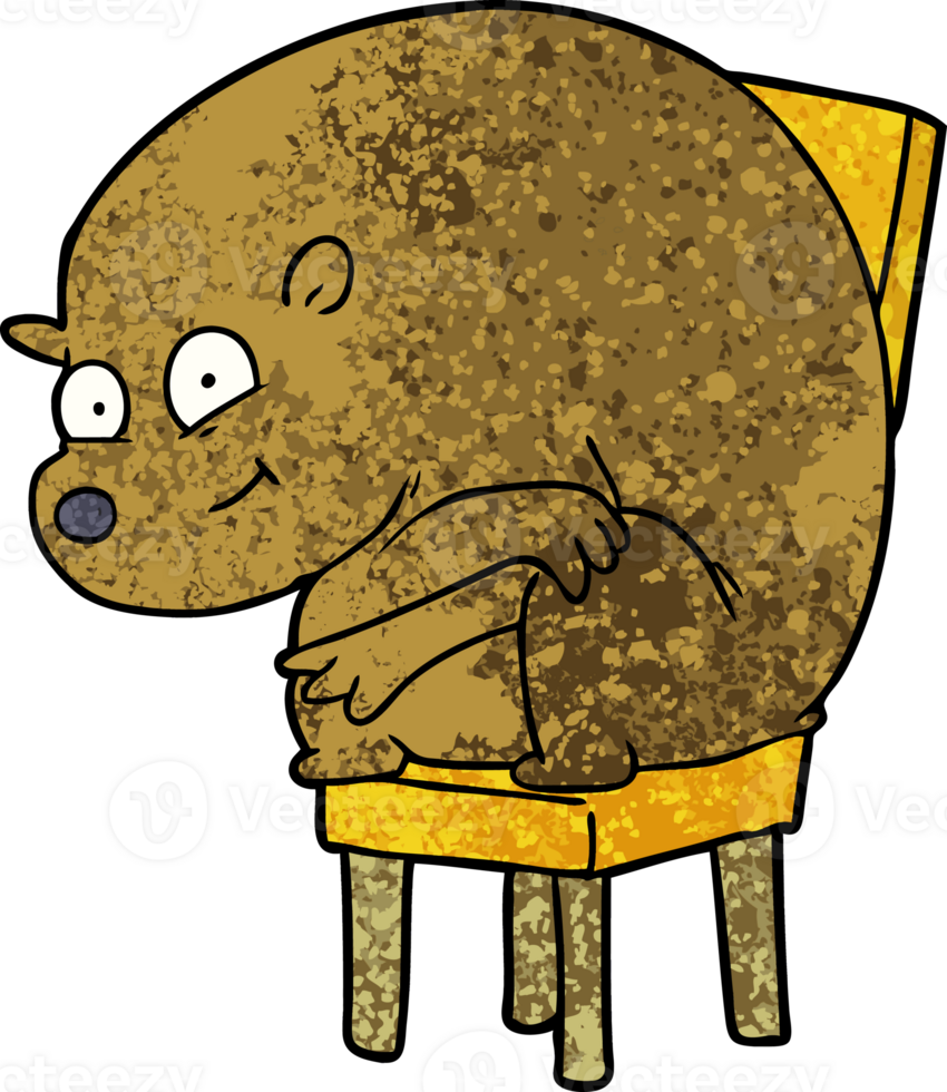 cartoon bear sitting on chari drawing png