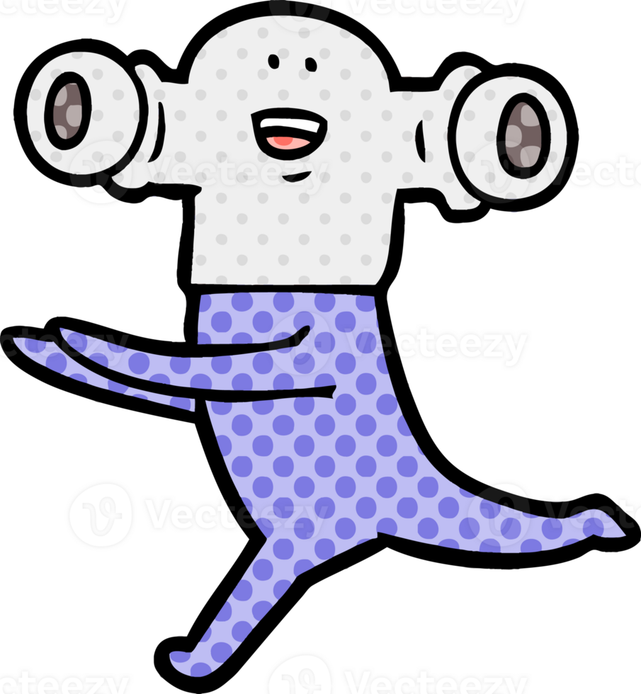 friendly cartoon alien running drawing png