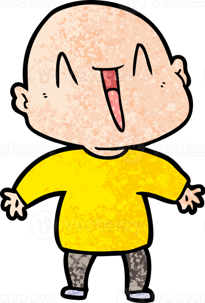 happy cartoon bald man drawing png