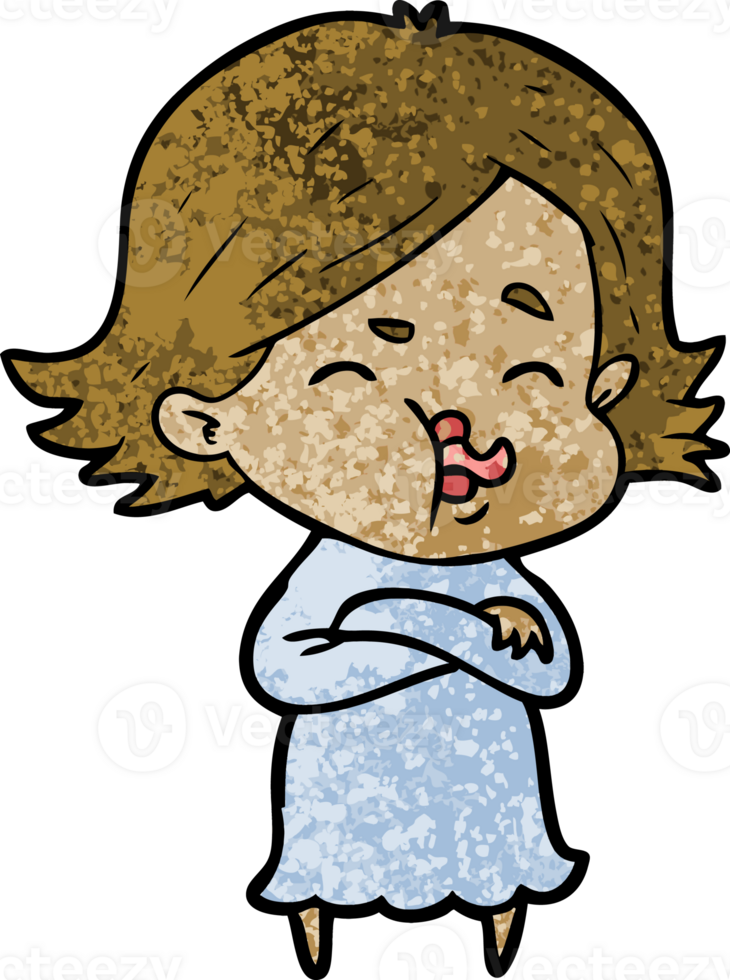 cartoon girl pulling face drawing png