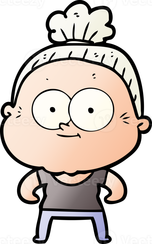 cartoon happy old woman drawing png
